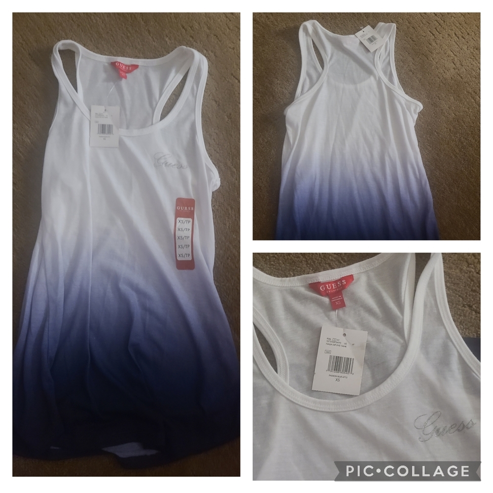 SOLD! GUESS tank top PASSION BLUE color NEW with tags size XS.